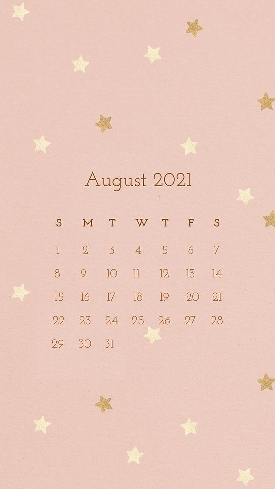 Calendar 2021 August printable with abstract watercolor background