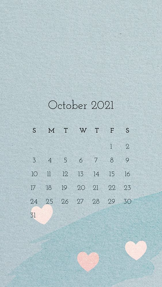 Calendar 2021 October editable template vector with abstract watercolor background