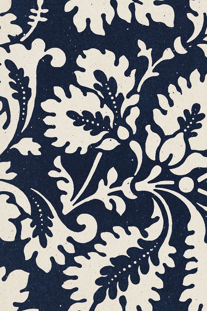 Indigo floral pattern background psd remix artwork from William Morris