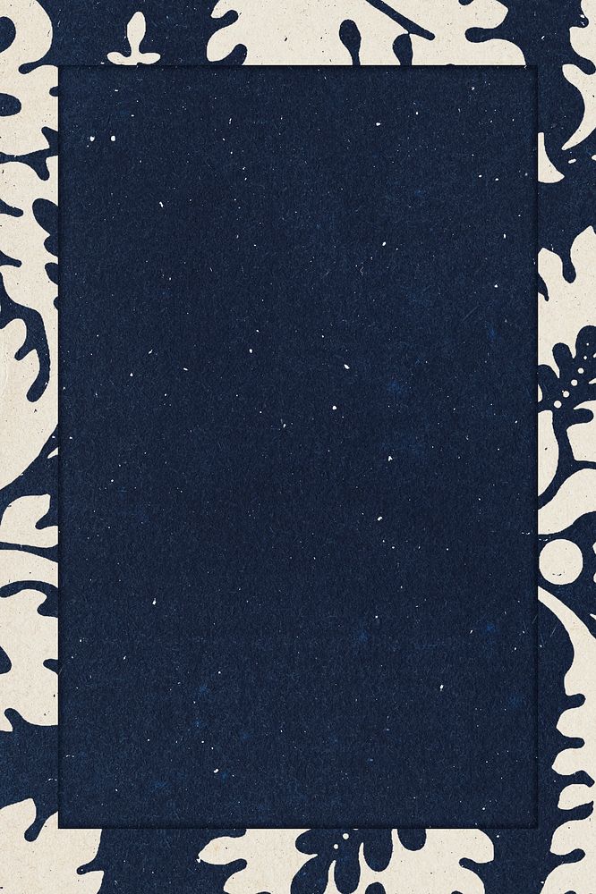 William Morris leafy frame psd remix botanical pattern indigo background