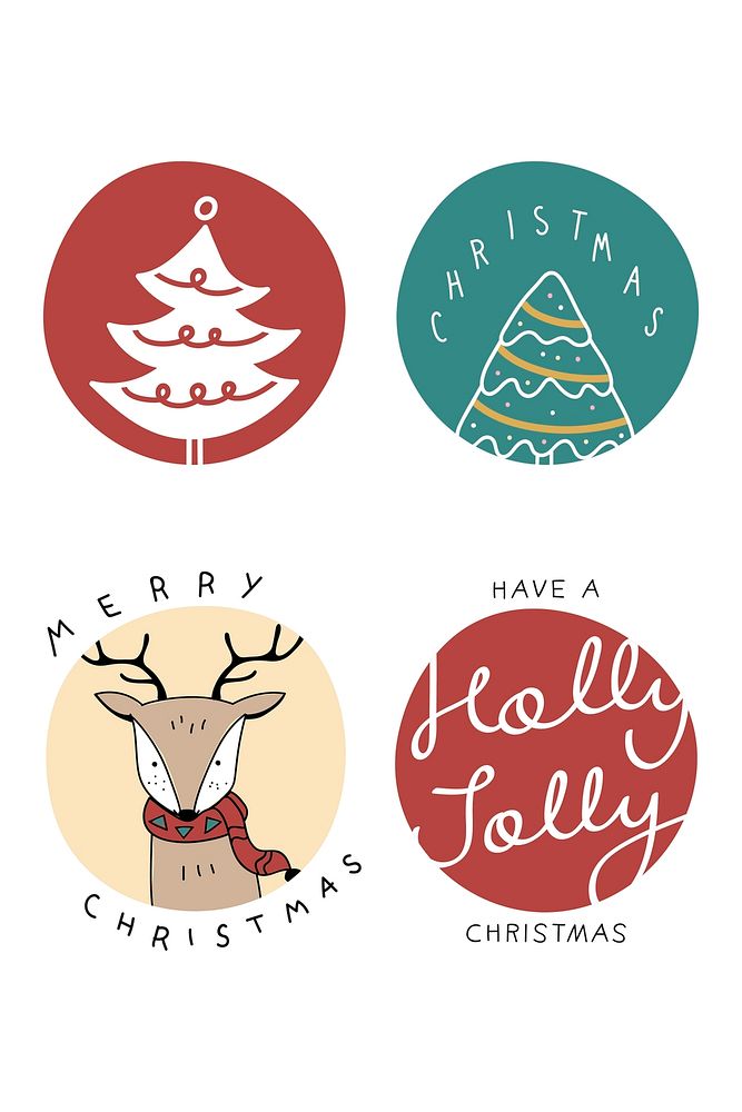 Christmas cute cartoon badge collection