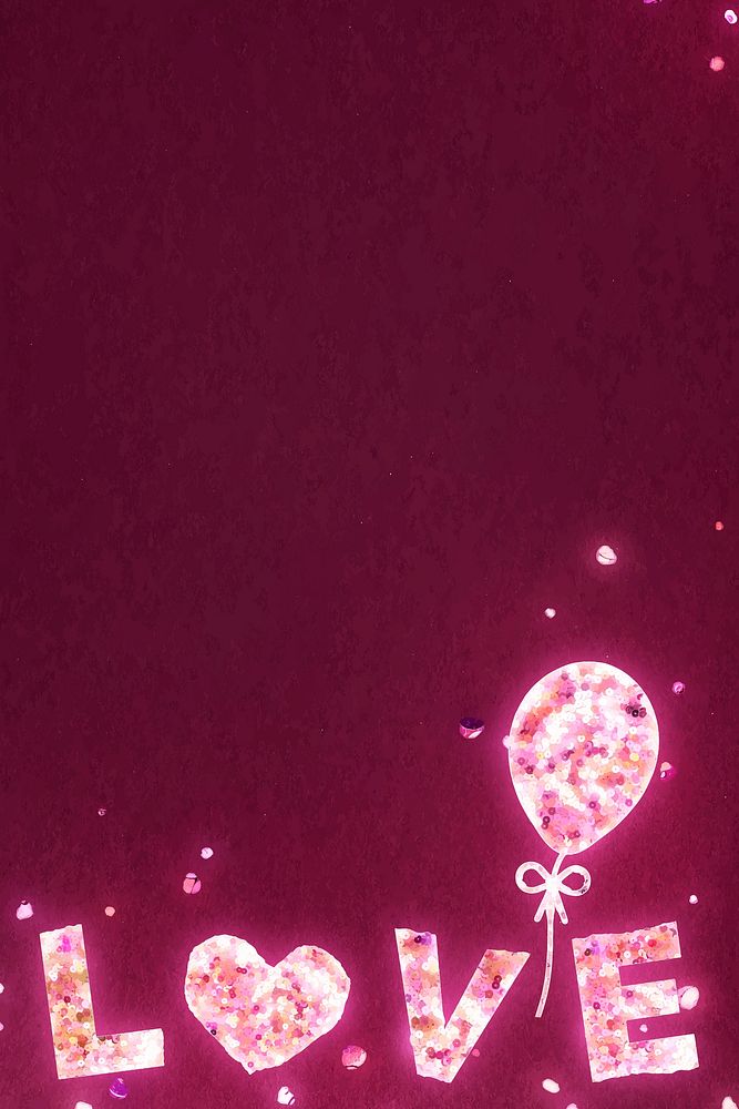 Glittery love border vector Valentine&rsquo;s background