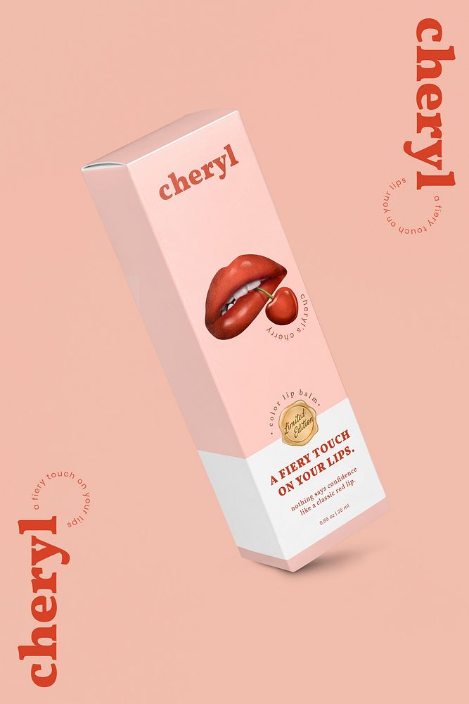 Red lipstick box mockup psd for cosmetic packaging advertisement