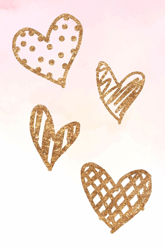 Gold heart sticker collection valentine's day edition