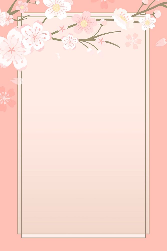 Pink floral vector frame Japanese cherry blossom