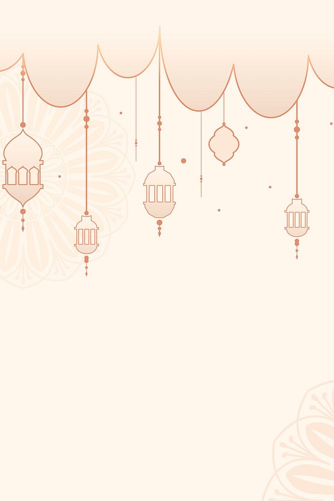 Pastel Eid Mubarak background decorated with lantern illustrations 