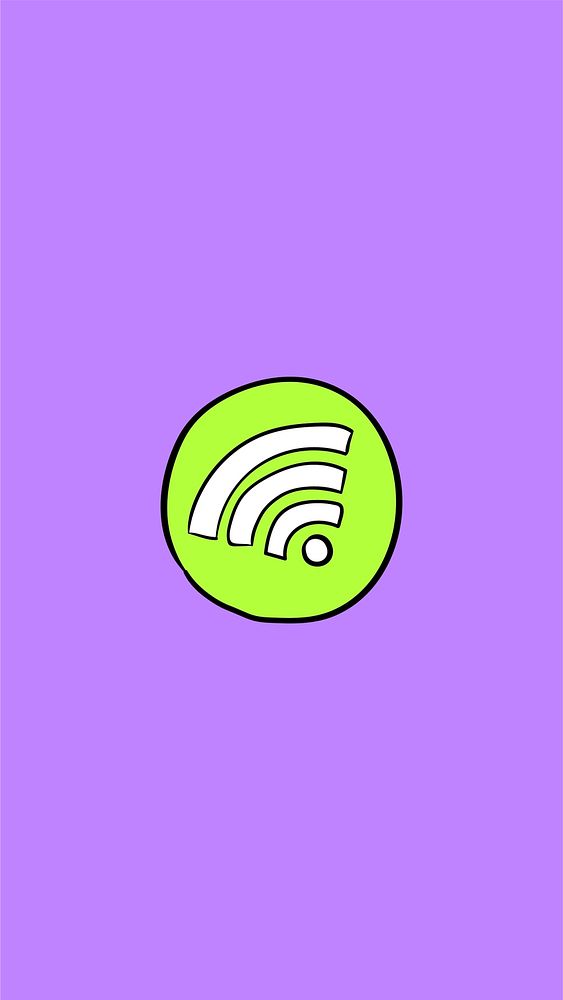 Green wifi icon background social media doodle illustration