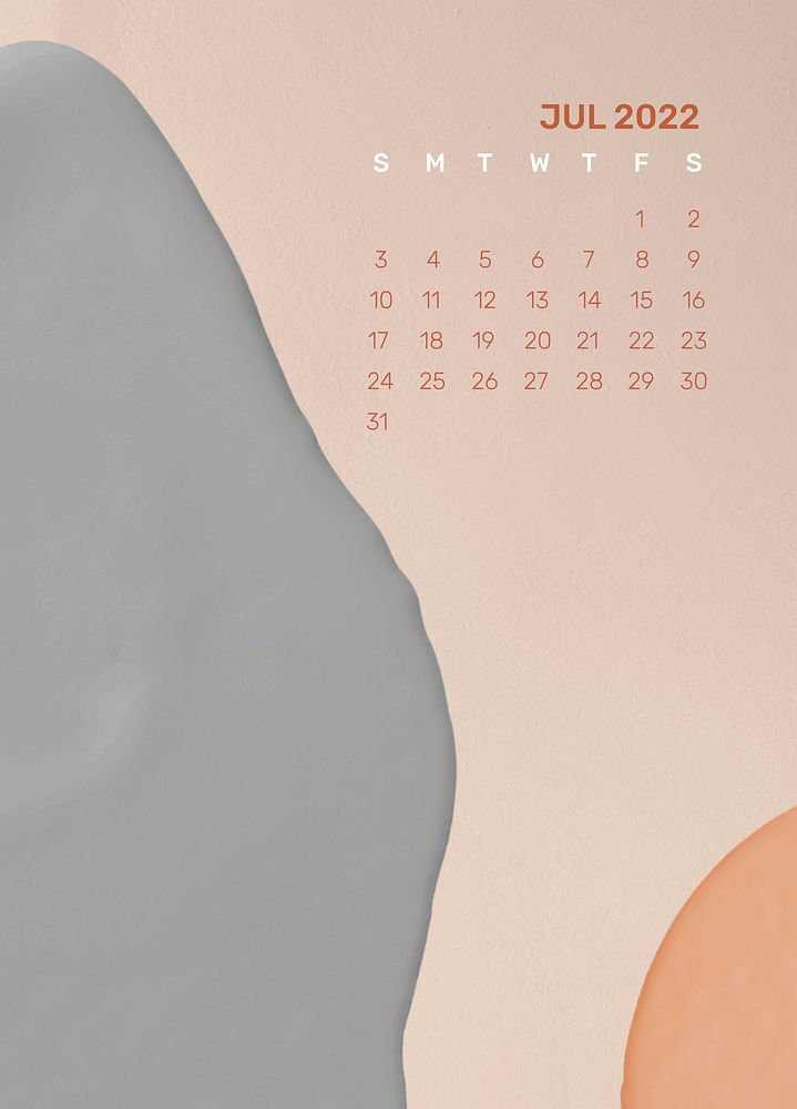 2022 July calendar template, abstract printable monthly design psd