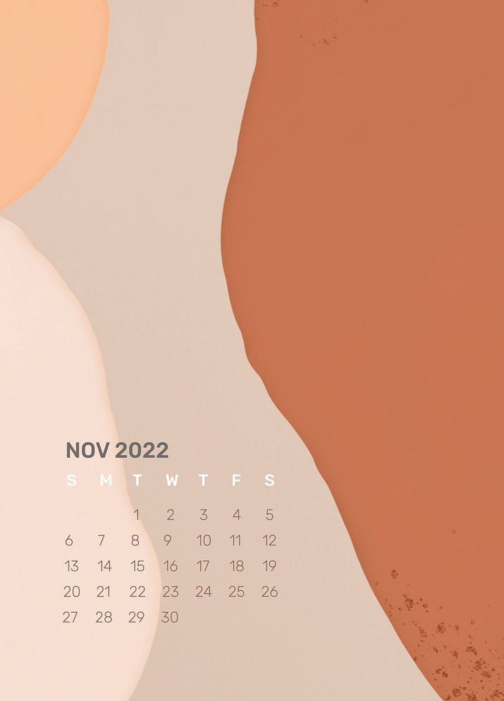 Abstract November 2022 calendar template, editable monthly planner psd