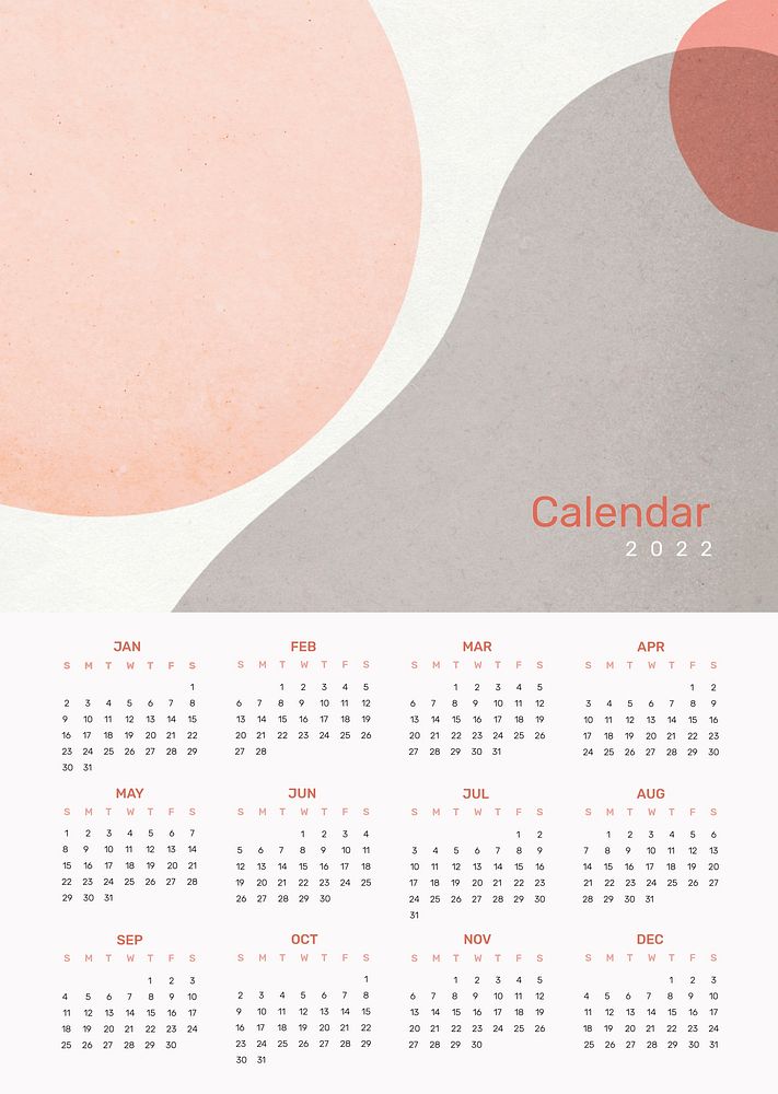 Aesthetic 2022 monthly calendar, pink design set