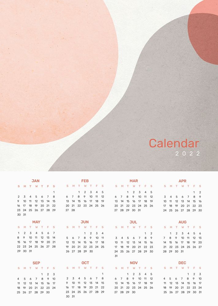 Aesthetic 2022 monthly calendar template psd, abstract design