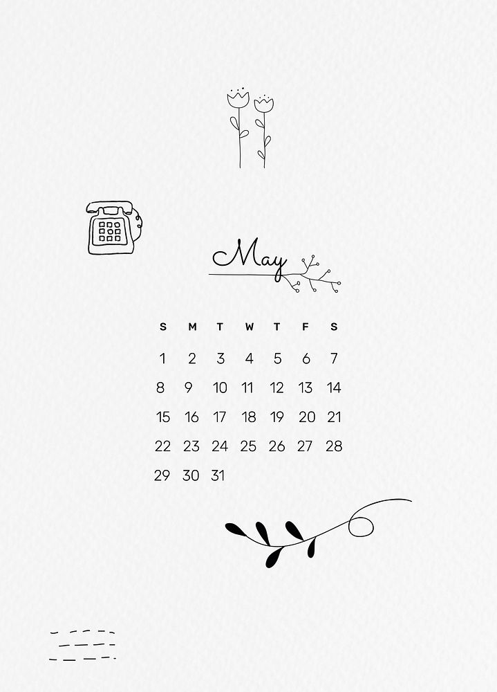 Doodle 2022 May calendar template, editable monthly planner psd