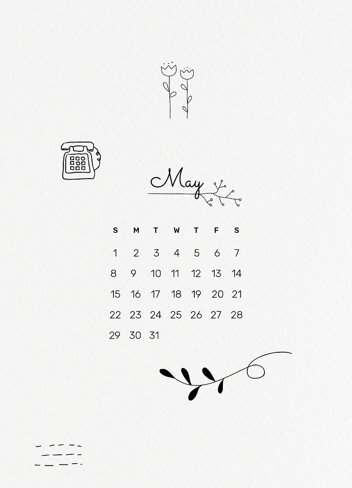 Doodle 2022 May calendar, printable aesthetic monthly planner