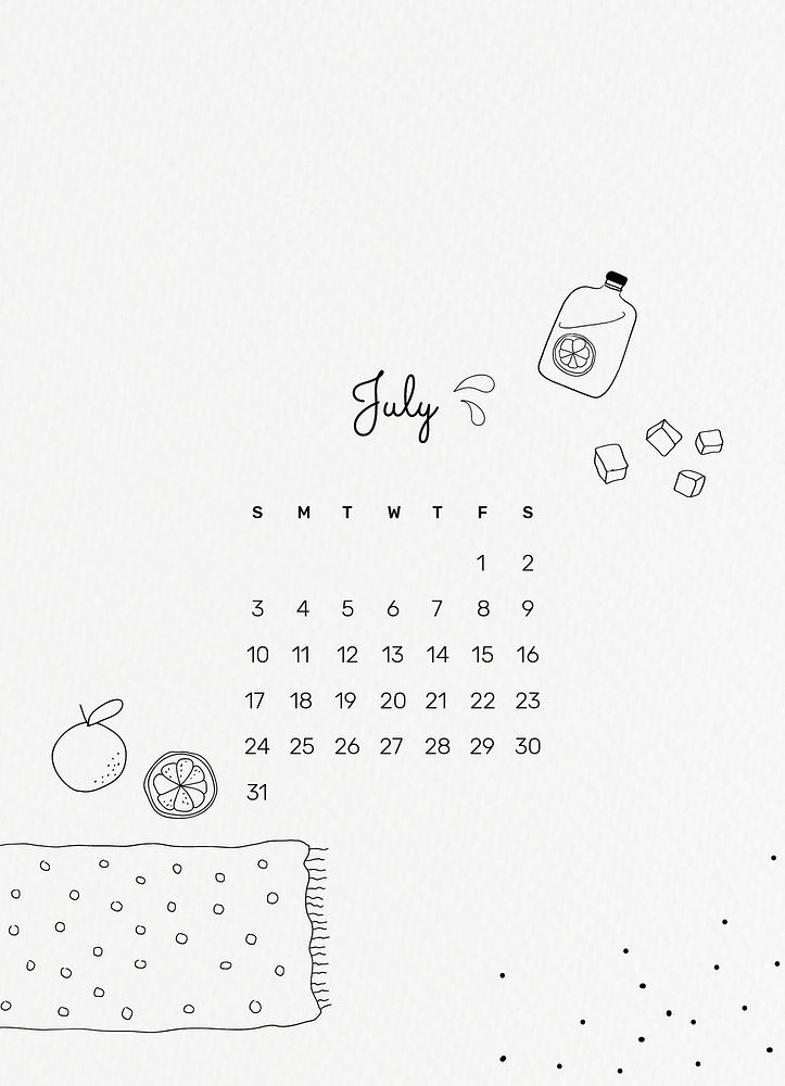 Minimal 2022 July calendar, printable monthly calendar