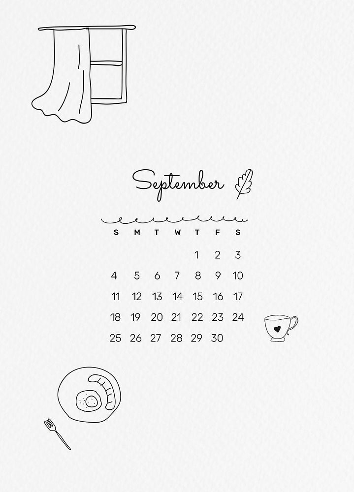 2022 September calendar template, cute monthly planner psd