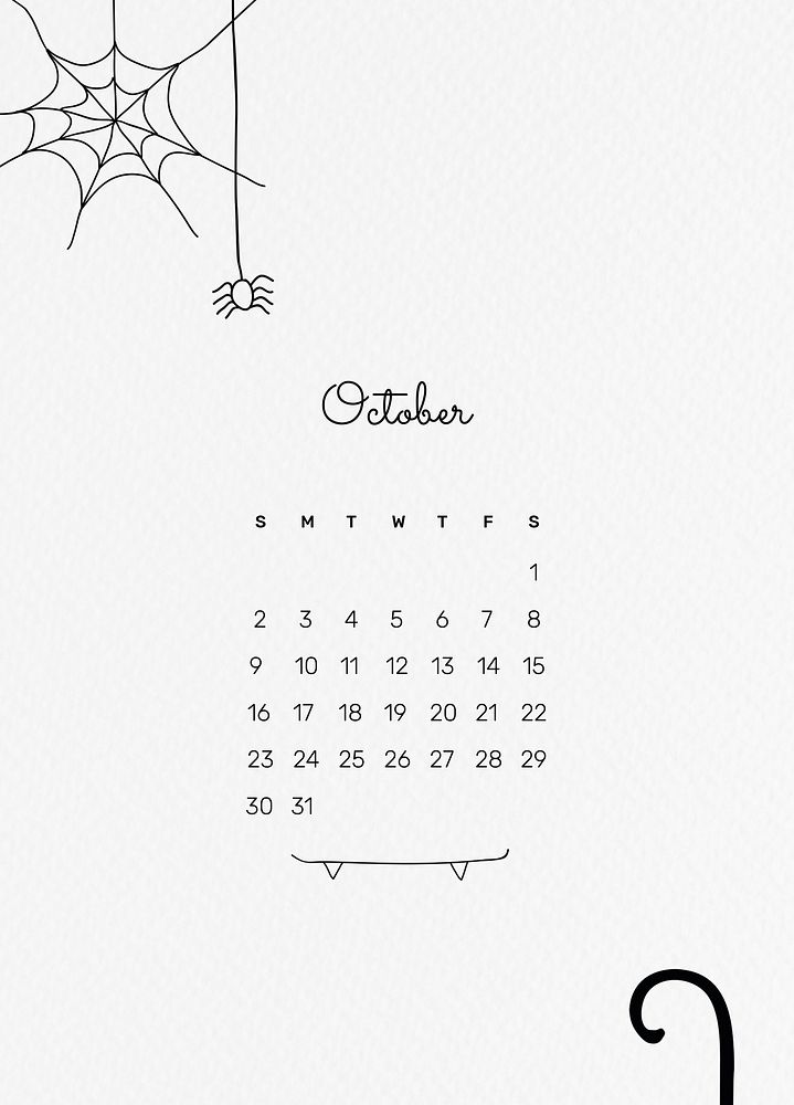 Doodle 2022 October calendar template, monthly planner psd