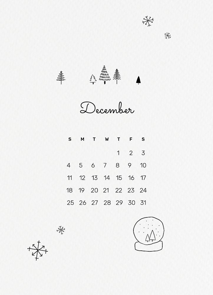 Cute December 2022 calendar template, editable monthly planner vector, doodle style