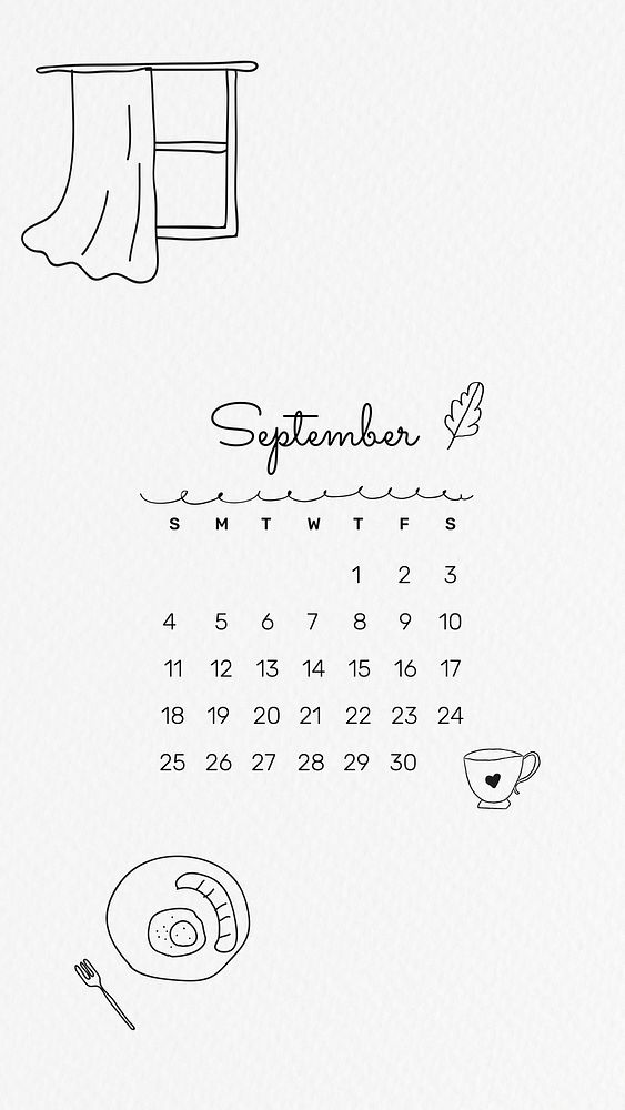 Minimal 2022 September calendar, aesthetic mobile wallpaper