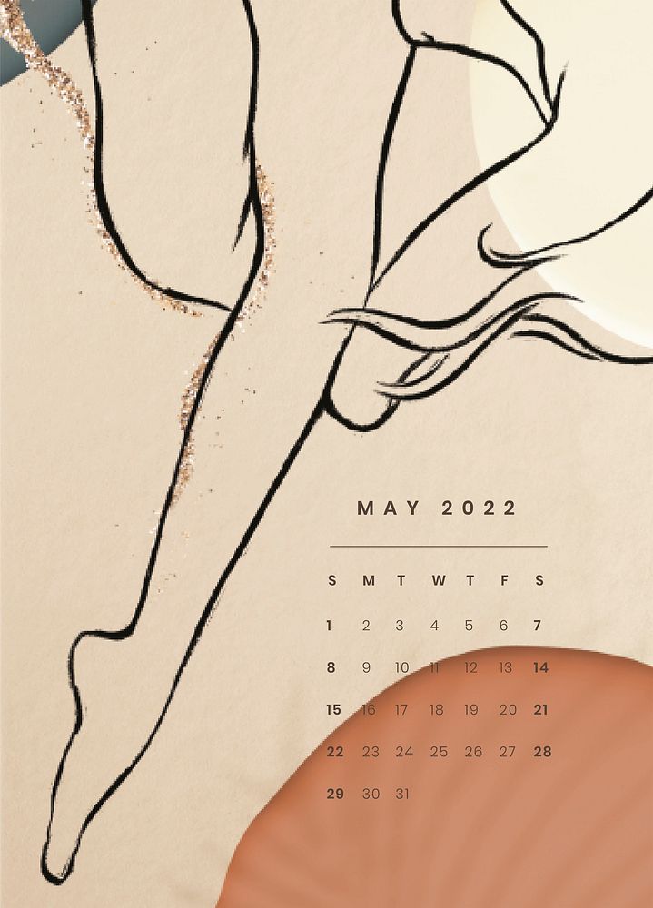 Feminine 2022 May calendar template, editable monthly planner psd