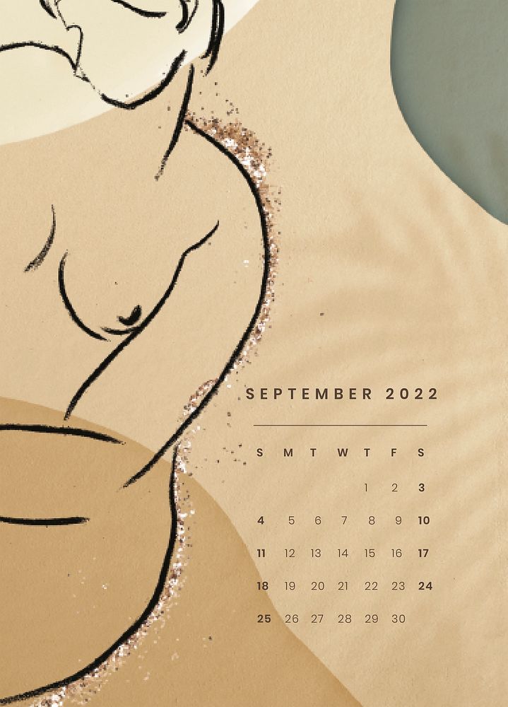 Aesthetic 2022 September calendar template, monthly planner psd