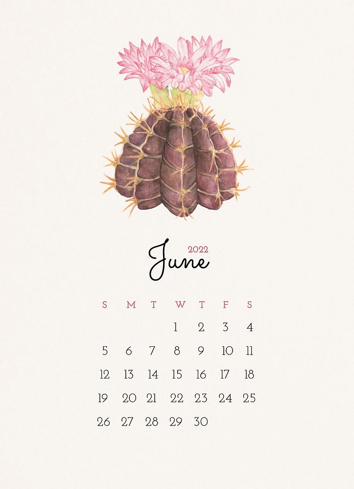 Aesthetic 2022 June calendar template, editable planner vector