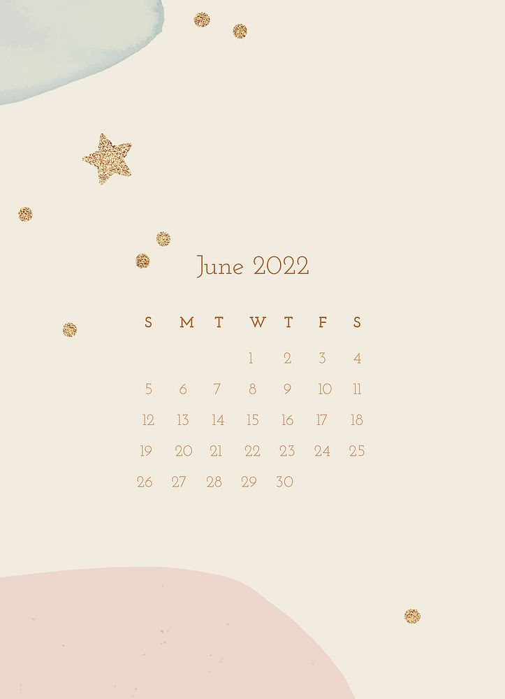 Cute 2022 June calendar, printable aesthetic monthly planner