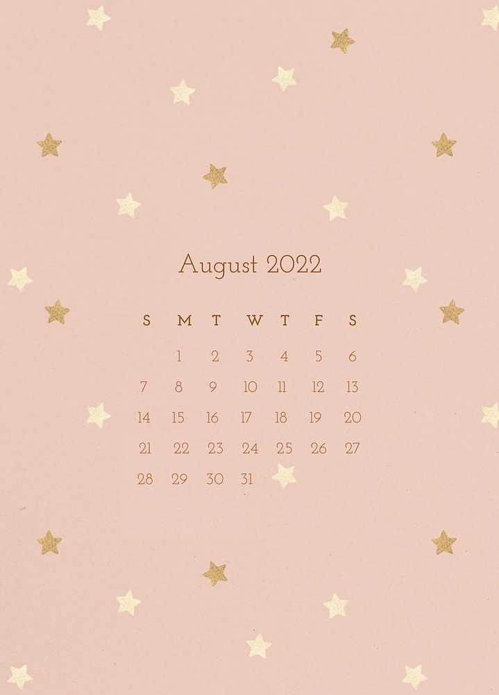 2022 August calendar template, aesthetic monthly planner printable psd