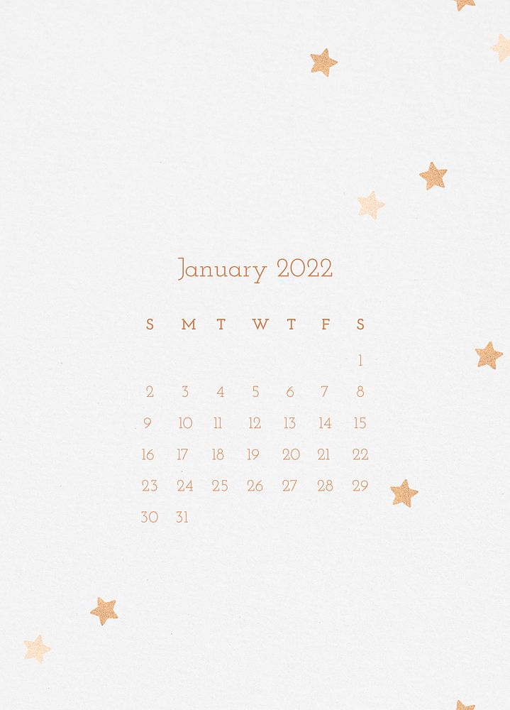 Aesthetic January 2022 calendar template psd, editable monthly planner