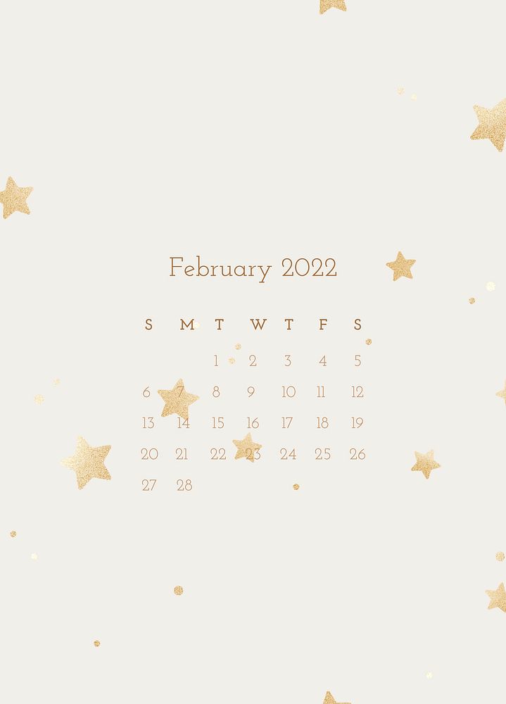 Cute February 2022 calendar template, editable monthly planner psd