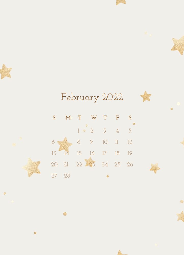 Cute February 2022 calendar template, editable monthly planner vector