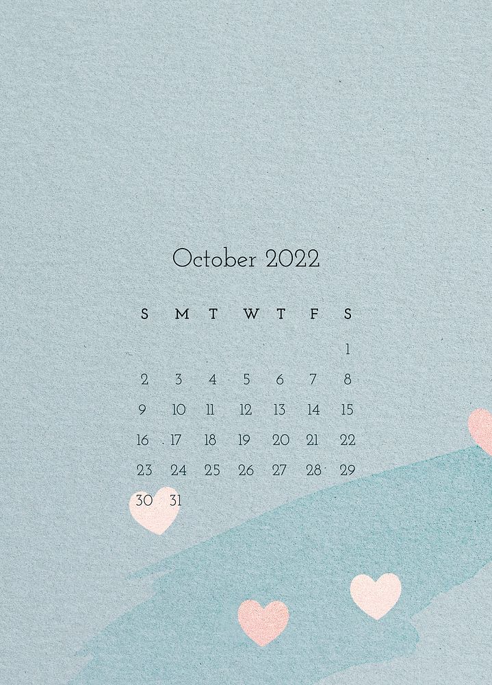 Cute 2022 October calendar template, monthly planner psd