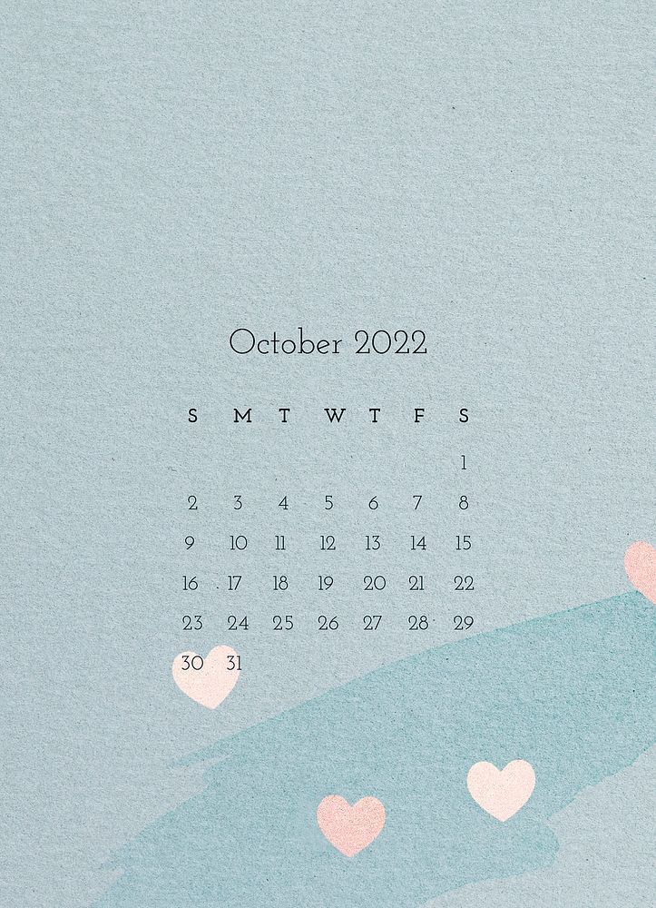 Aesthetic 2022 October calendar, printable monthly planner