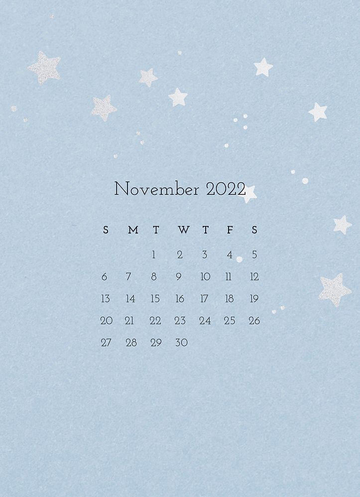 Cute November 2022 calendar template, editable monthly planner vector