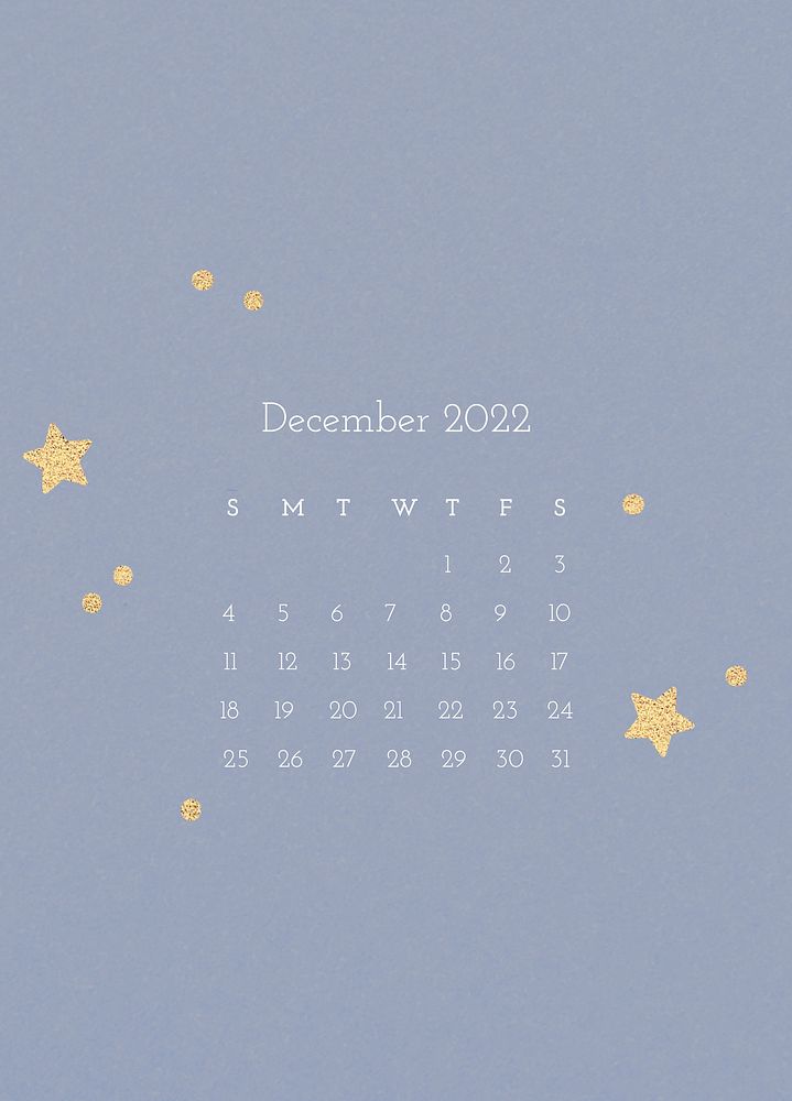 December 2022 calendar template psd, editable monthly planner
