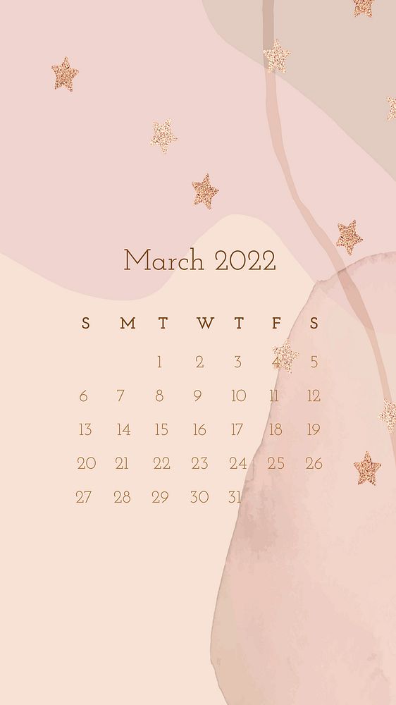 Aesthetic 2022 March calendar template, editable monthly planner iPhone wallpaper vector
