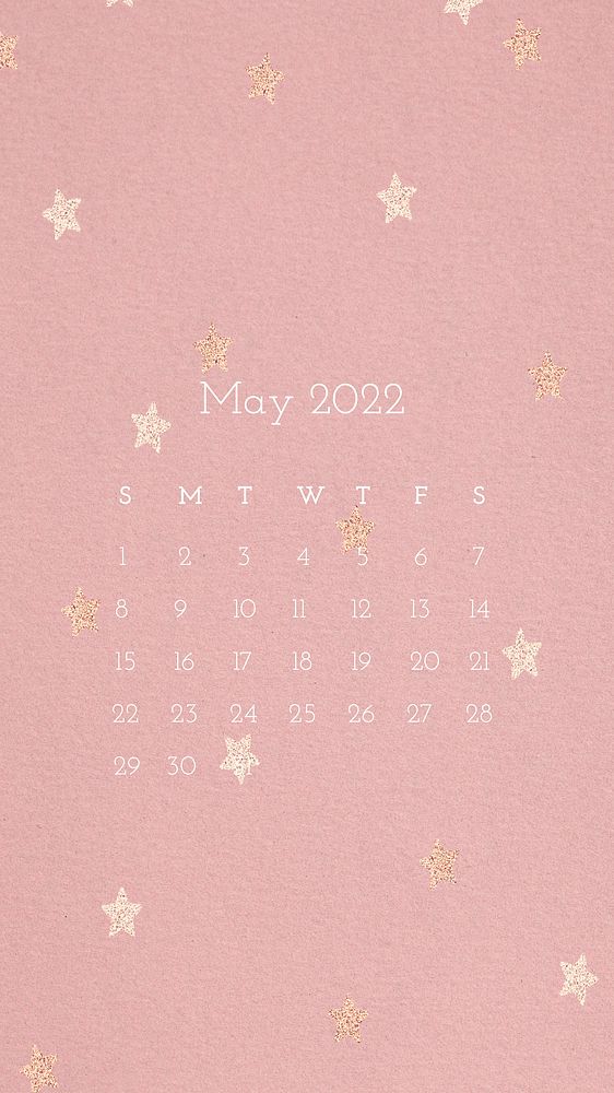 Aesthetic 2022 May calendar, printable monthly planner mobile wallpaper