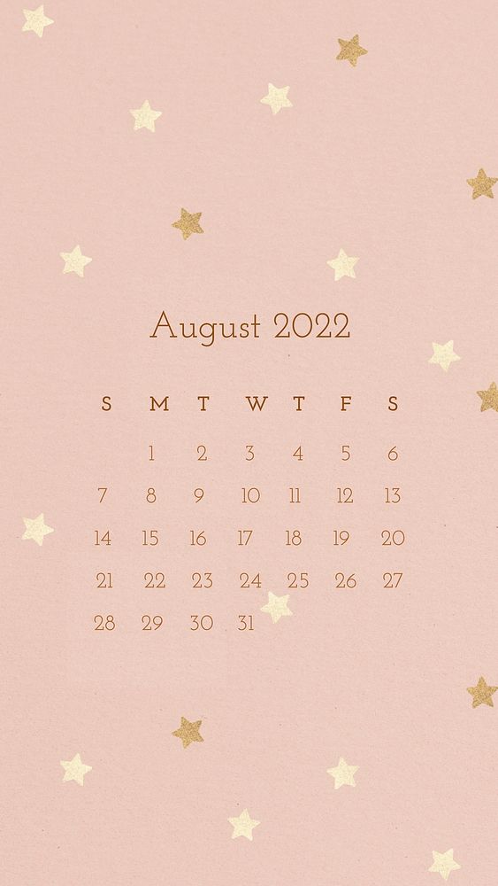 Stars 2022 August calendar, mobile wallpaper design