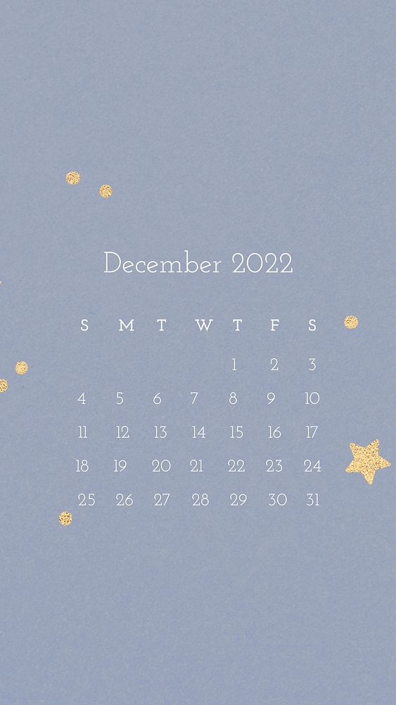 December 2022 calendar, monthly planner, iPhone wallpaper