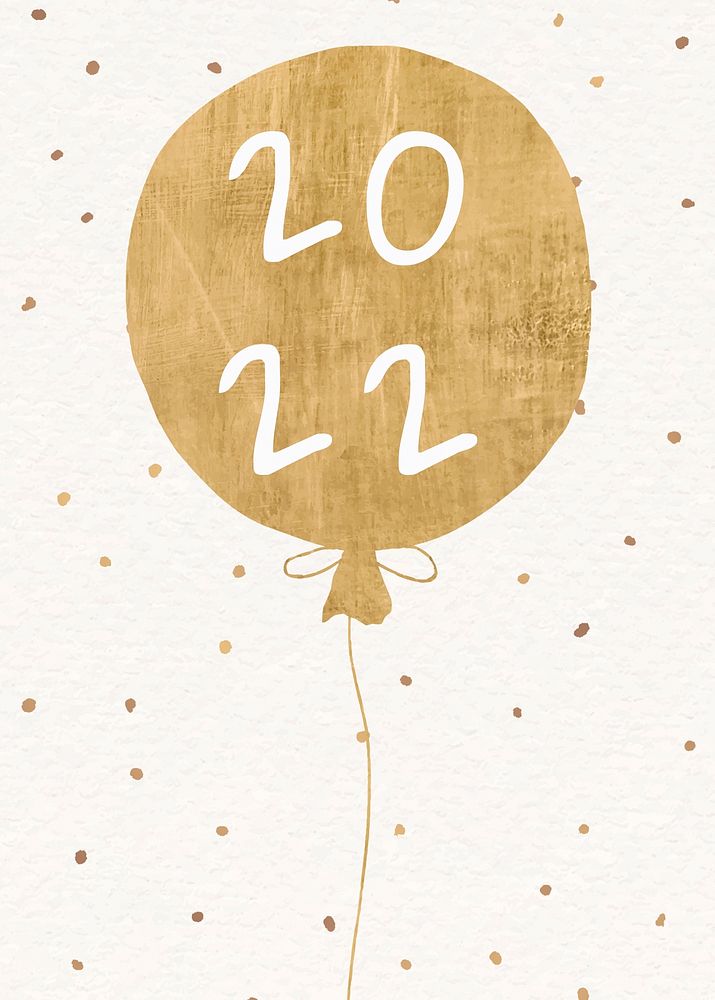 2022 gold balloons new year aesthetic season's greetings text with confetti psd