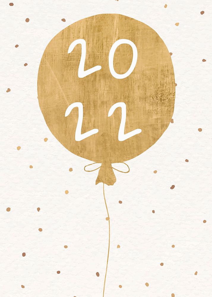 2022 gold balloons new year aesthetic season's greetings text with confetti vector