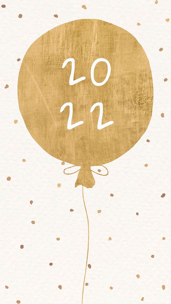 2022 gold balloon mobile wallpaper, HD new year background