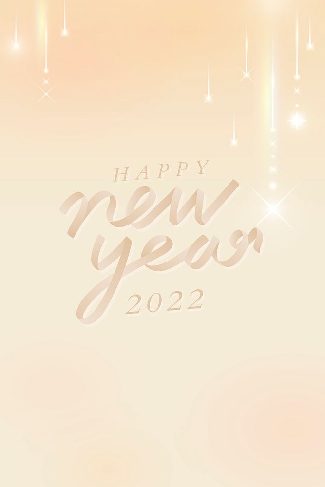 2022 gold happy new year season's greetings text Gatsby aesthetics on peach beige background psd