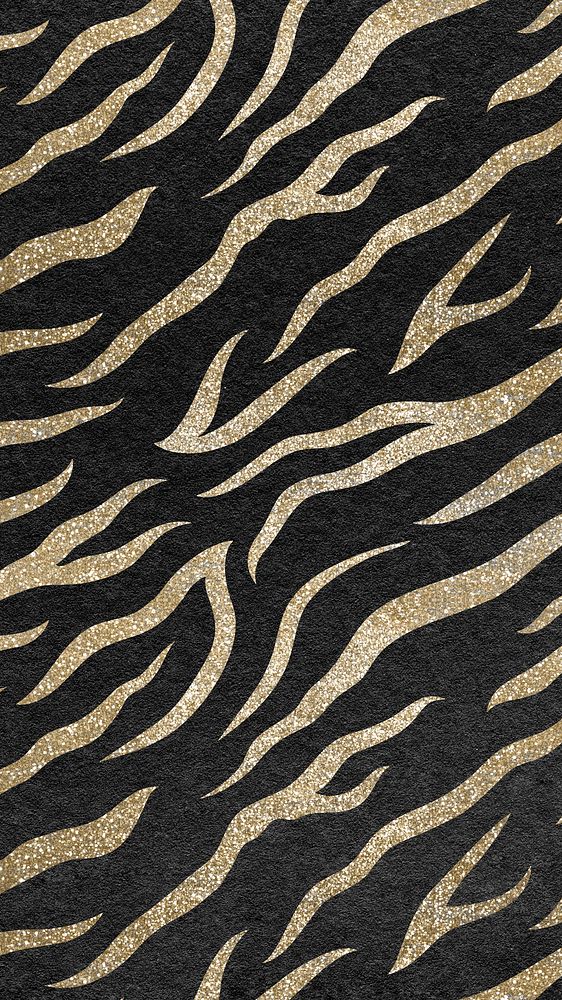 Gold tiger pattern mobile wallpaper, animal skin texture background