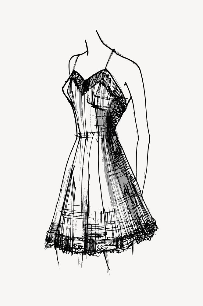 Sexy nightgown drawing, vintage fashion sketch vector. Free public domain CC0 image.