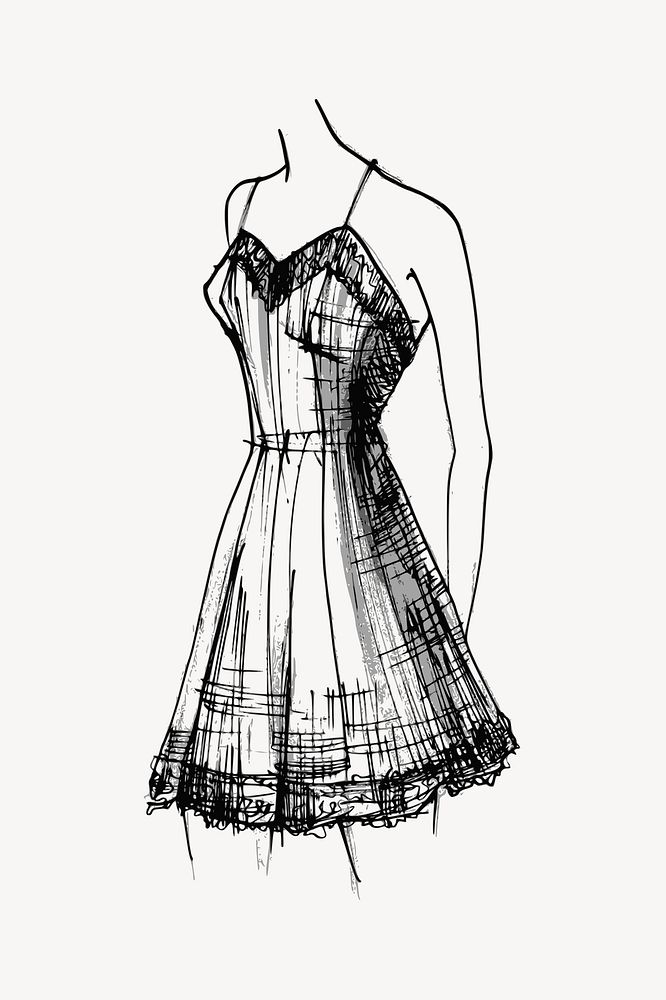 Sexy nightgown drawing, vintage fashion sketch psd. Free public domain CC0 image.