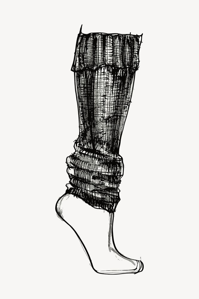 Leg warmer drawing, vintage fashion sketch vector. Free public domain CC0 image.