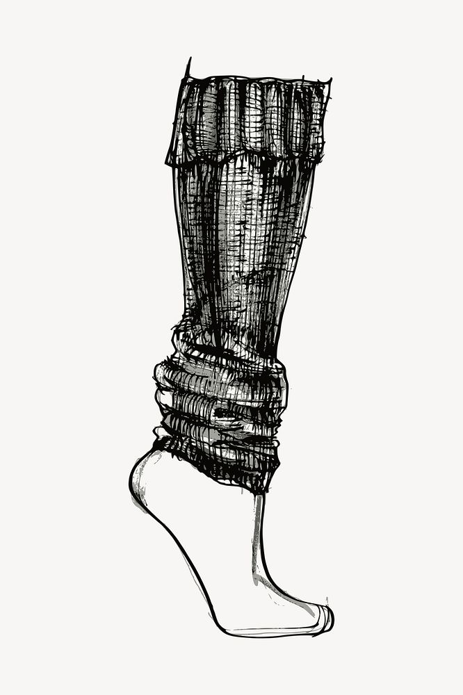 Leg warmer drawing, vintage fashion sketch psd. Free public domain CC0 image.