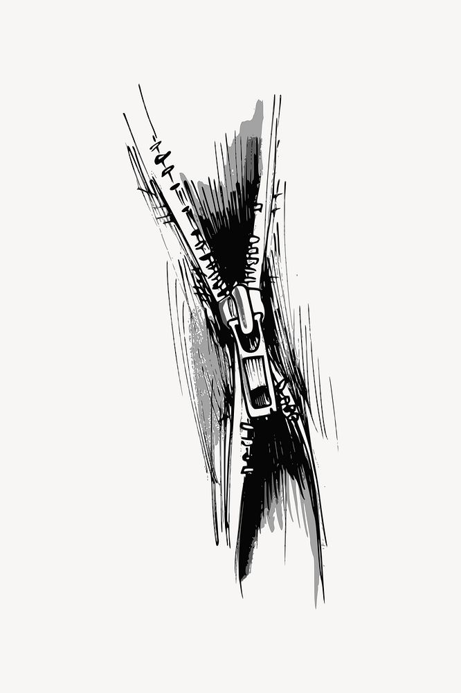 Zipper drawing, vintage fashion sketch vector. Free public domain CC0 image.