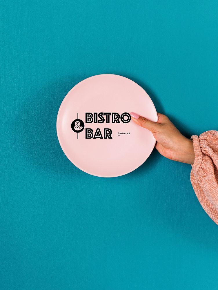Design space on a pink plate mockup