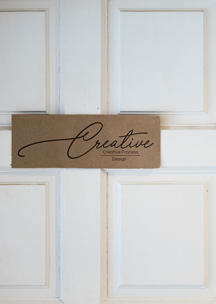 Welcome sign on a white door mockup
